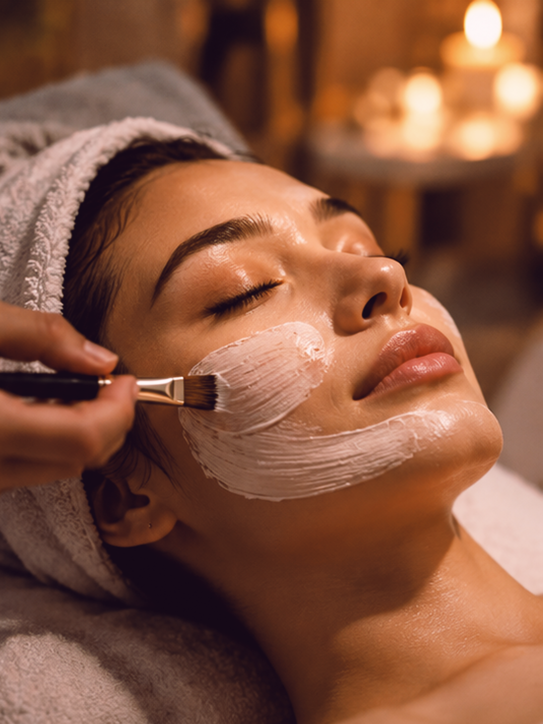 A facial treatment at a wellness studio