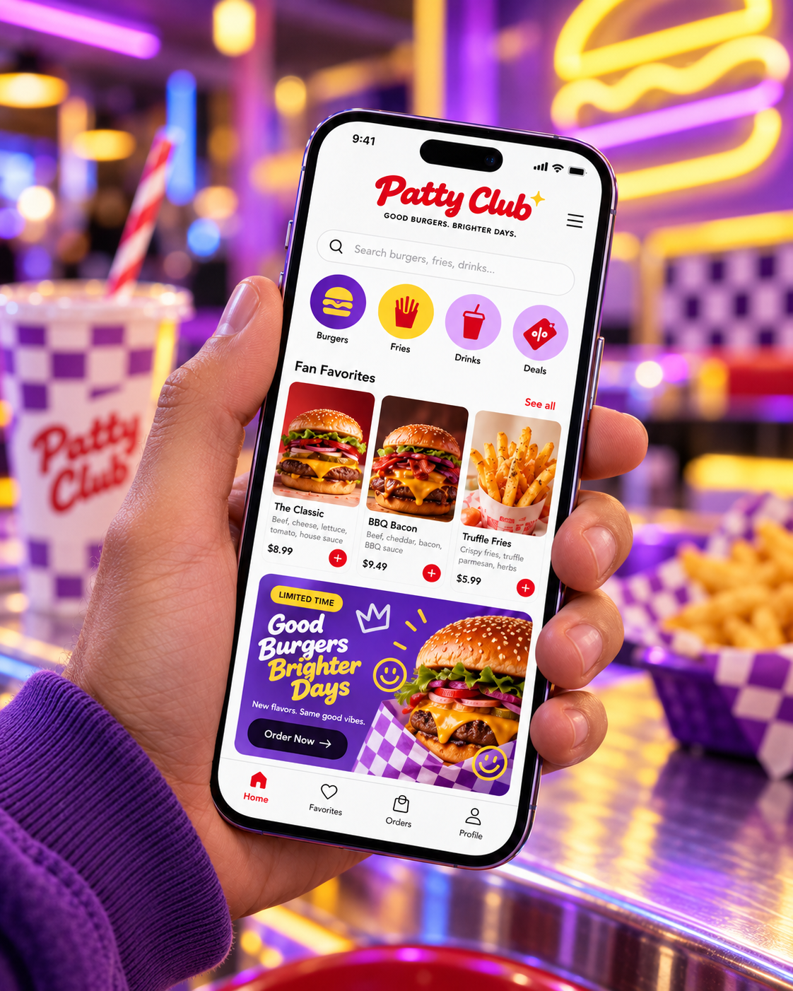 Customer browsing the Patty Club mini-app on their phone